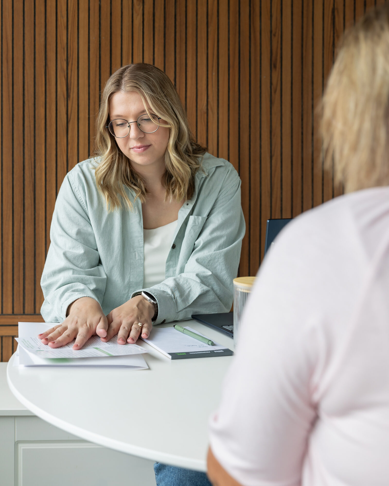 Dr. Abbie Siudzinski, ND, in consultation with a patient at Foundations Natural Health, Excelsior, Minnesota